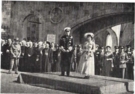 Ο Βασιλιάς Παύλος και η Βασίλισσα Φρειδερίκη παρακολουθούν την παρέλαση.